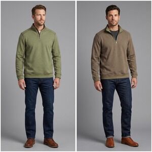 Tommy Bahama Reversible Quarter Zip Pullover Mens Large Green Brown T211442